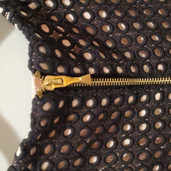 Kate Spade Black Crochet Eyelet Dress with Pink Grosgrain Ribbon Waist - Picture 9 of 11